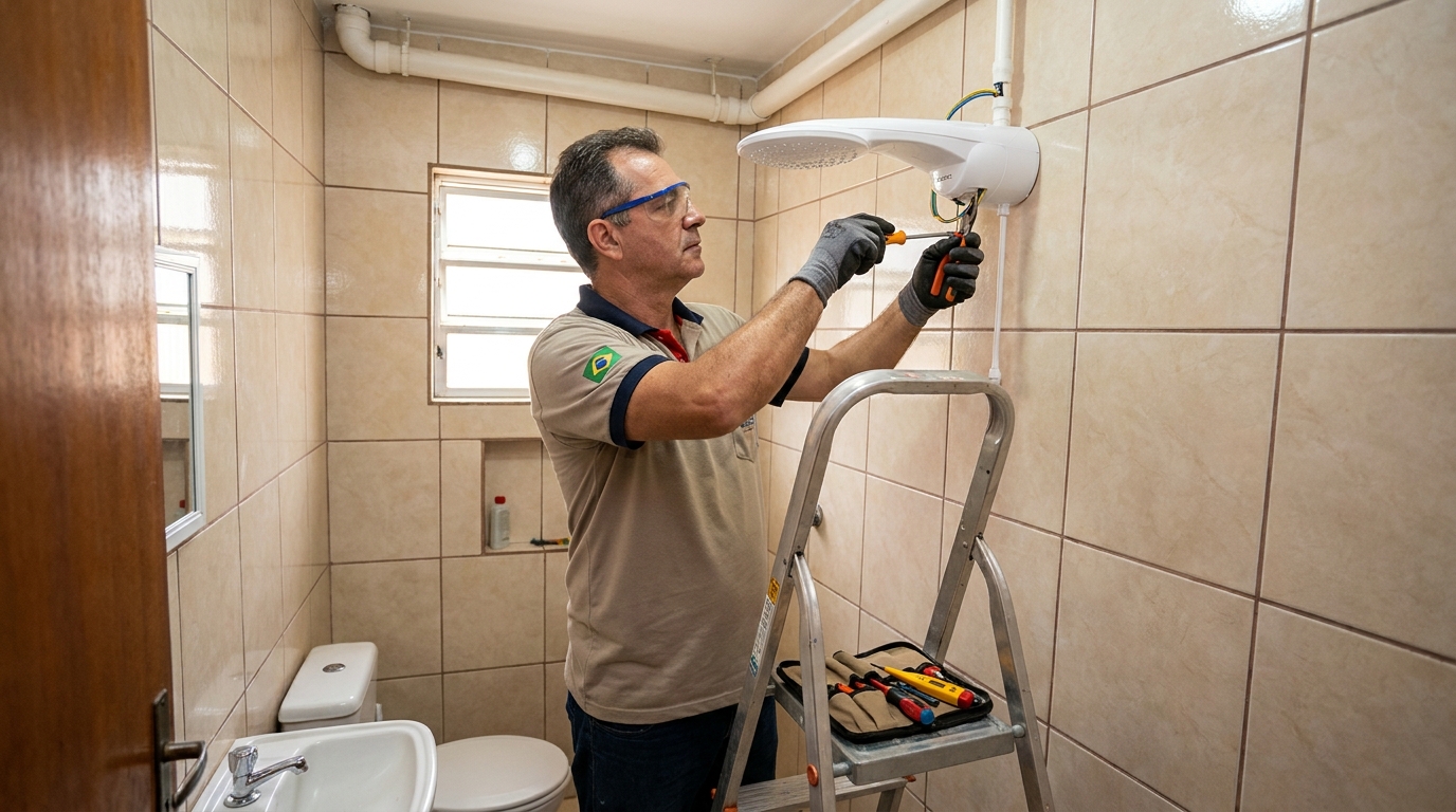 Substituição de Chuveiro Antigo em Toledo‑PR